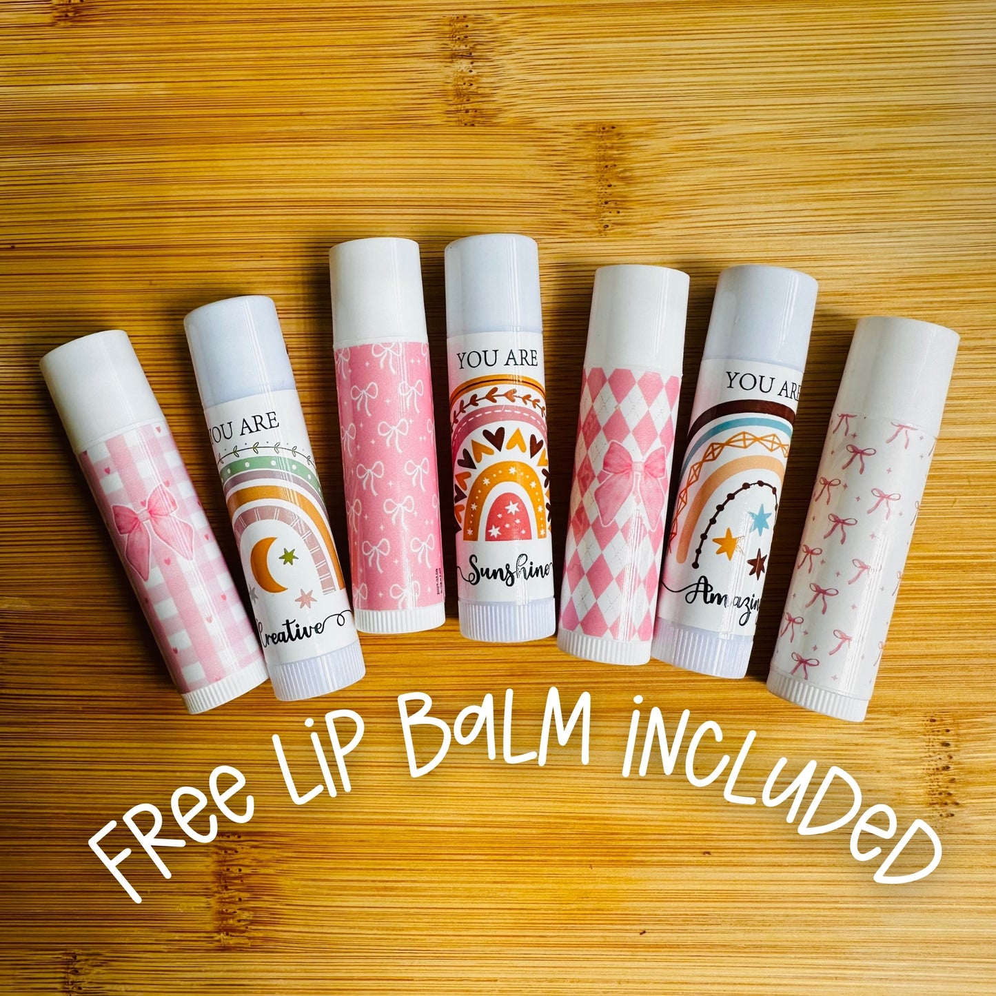 5-Pack Cute Keychain Lip Balm Holders | Includes Free Lip Balms & Mystery Charms | Free Shipping