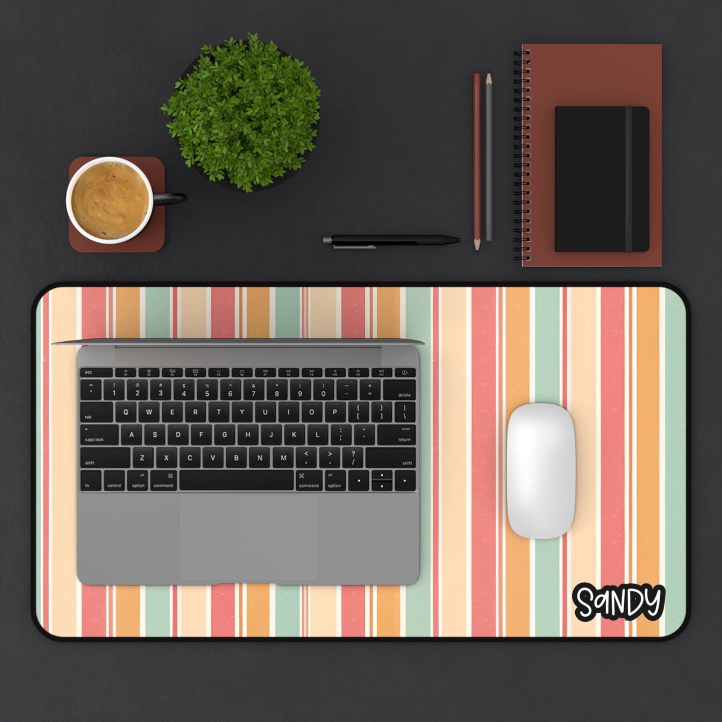 Retro Striped Desk Mat — Pastel Stripes Desk Mat