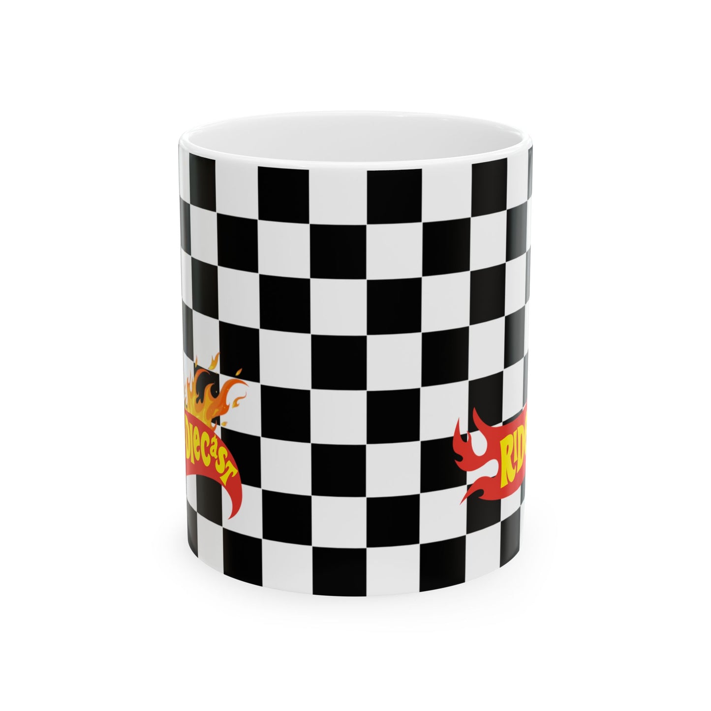 Racing Checkered Ceramic Mug - 11oz - Perfect for Car Enthusiasts