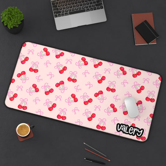 Cute Cherry Desk Mat, Gaming Mouse Pad, Cherry Blossom Desk Decor, Home Office Essentials, Gift for Students