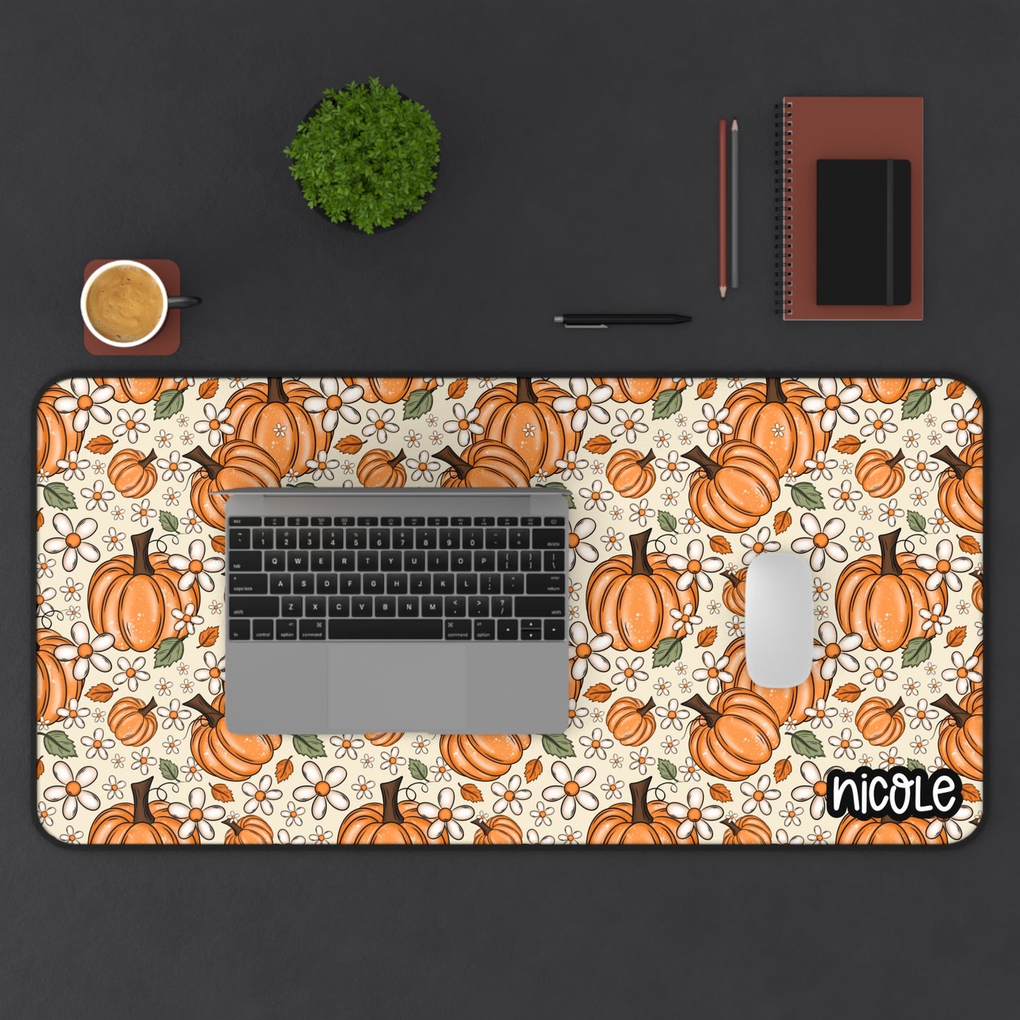 Autumn Pumpkin Desk Mat, Fall Office Decor, Seasonal Desk Accessories, Harvest Mouse Pad, Thanksgiving Gift Idea, Cozy Workspace