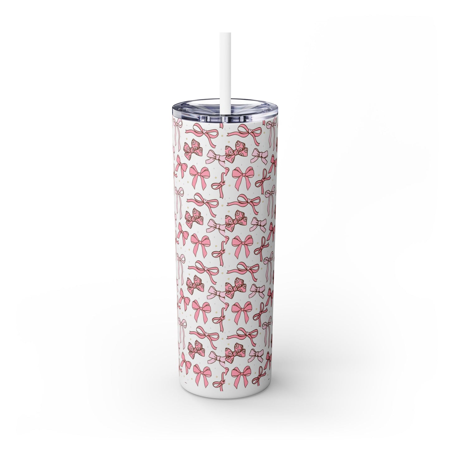 Coquette Pink Bows 20oz Skinny Tumbler | Ballet Inspired Tumbler