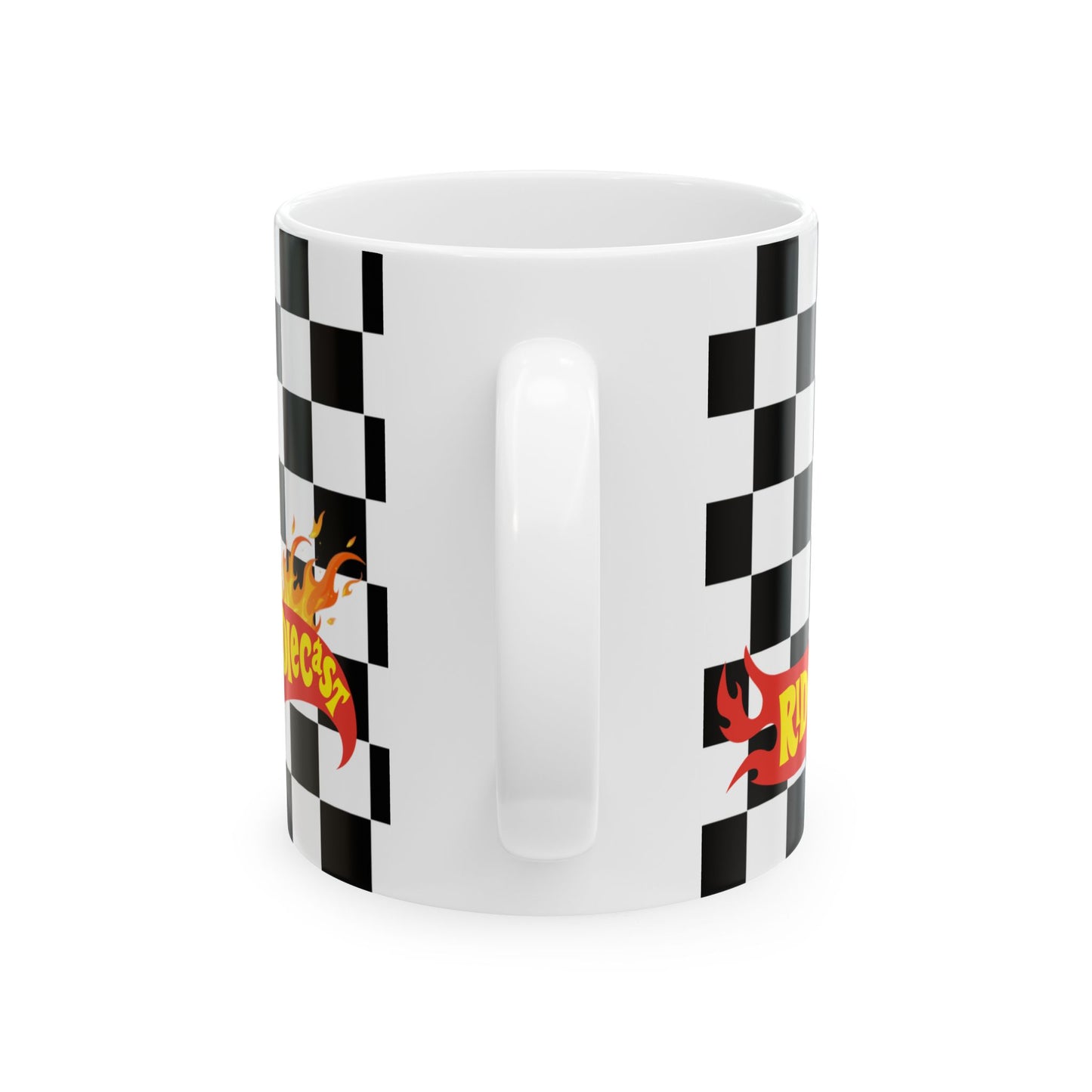 Racing Checkered Ceramic Mug - 11oz - Perfect for Car Enthusiasts