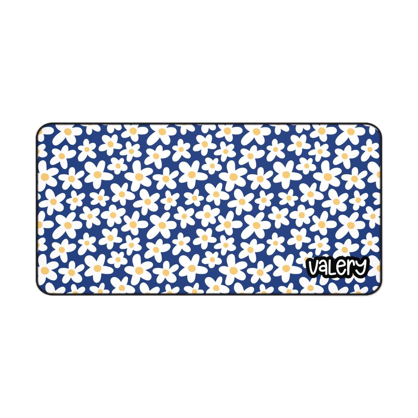 Personalized Cute Daisies Desk Mat Blue | Cute Desk Pad