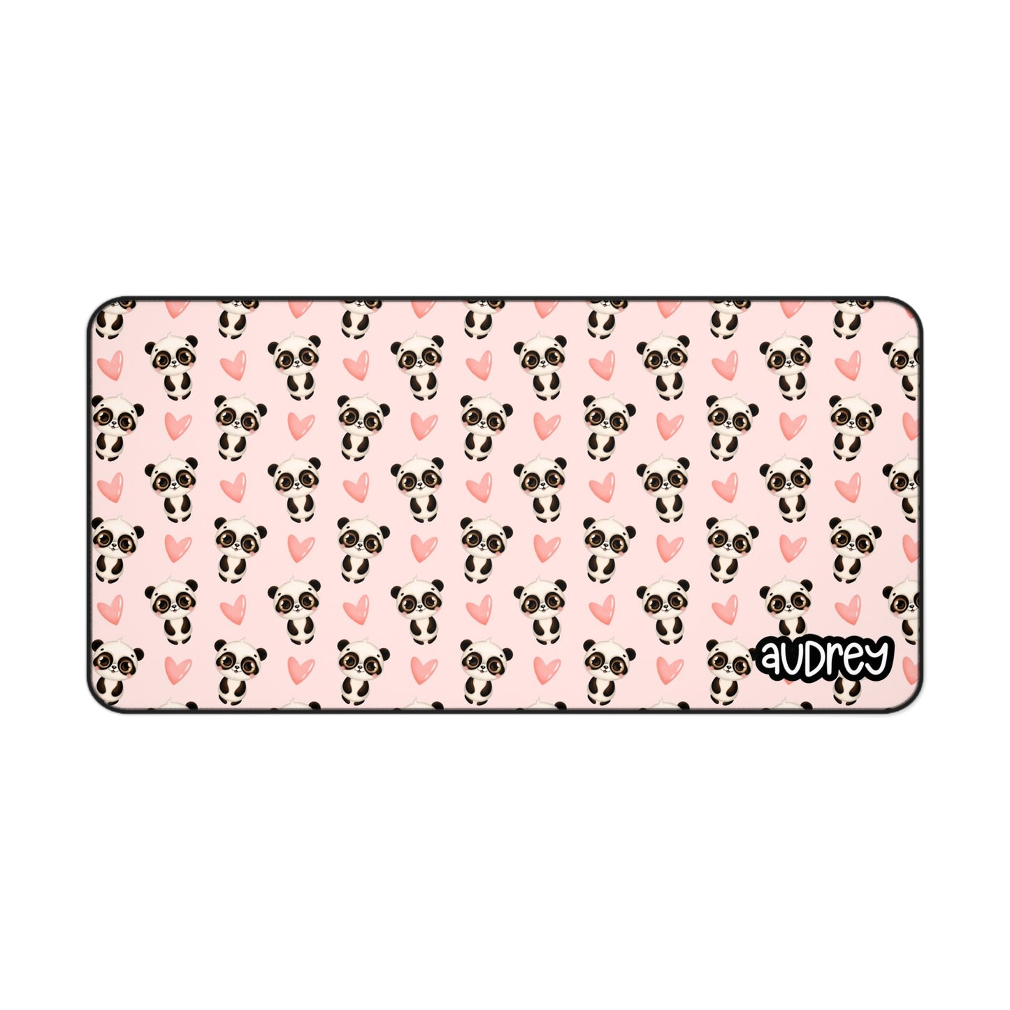 Cute Panda Desk Mat, Cute Kawaii Pink Desk Mat, Mouse Pad for Home Office, Gaming, Gifts for Animal Lovers, Cute Decor, Pink and Black Design