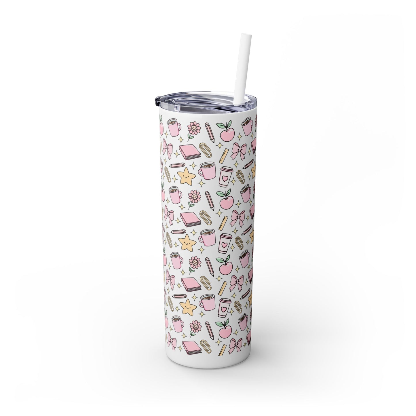 Cute & Whimsical Teacher Appreciation Skinny Tumbler with Straw - 20oz
