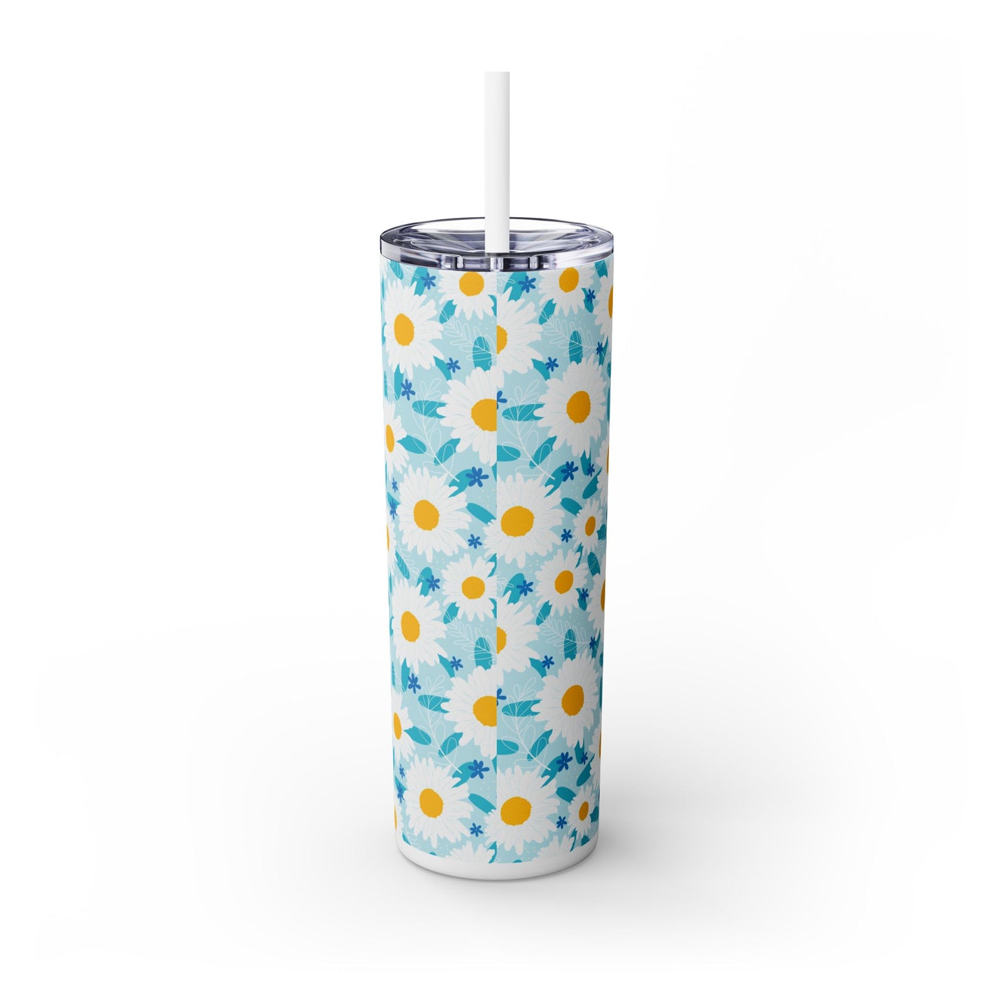 Personalized Floral Skinny Tumbler with Straw - 20oz | Personalized Drinkware for Spring and Summer