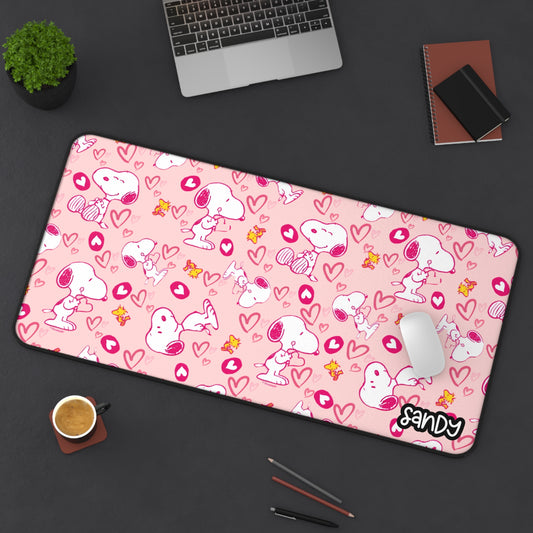 Cute Snoopy Desk Mat (pink), Office Decor, Gift for Dog Lovers, Cute Mouse Pad, Valentine’s Day Gift, Cartoon Desk Accessory