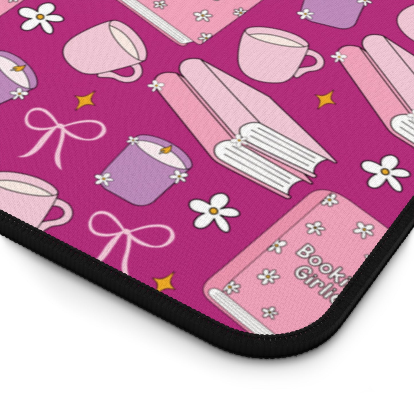 Bookish Girlie Desk Mat - Hot Pink
