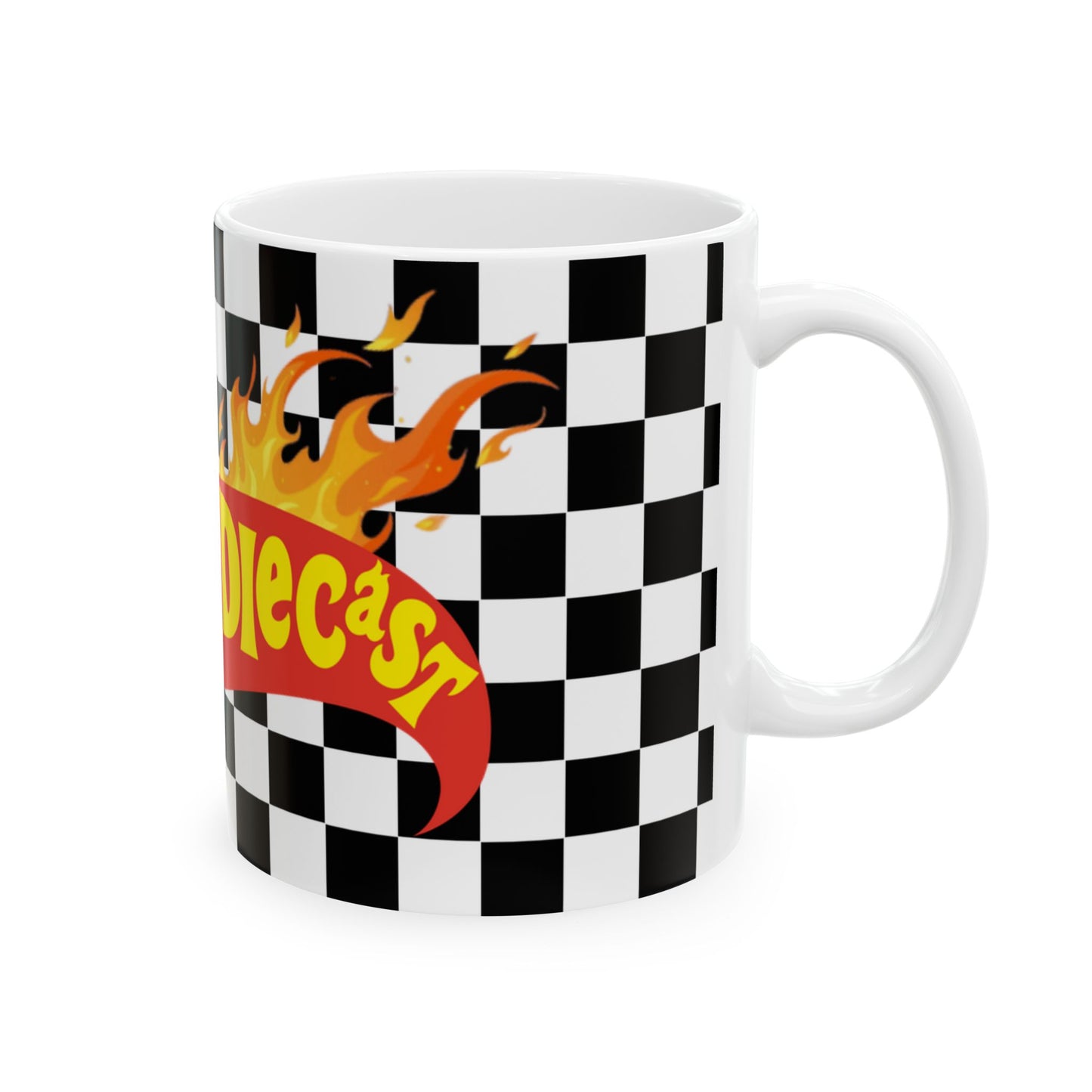 Racing Checkered Ceramic Mug - 11oz - Perfect for Car Enthusiasts