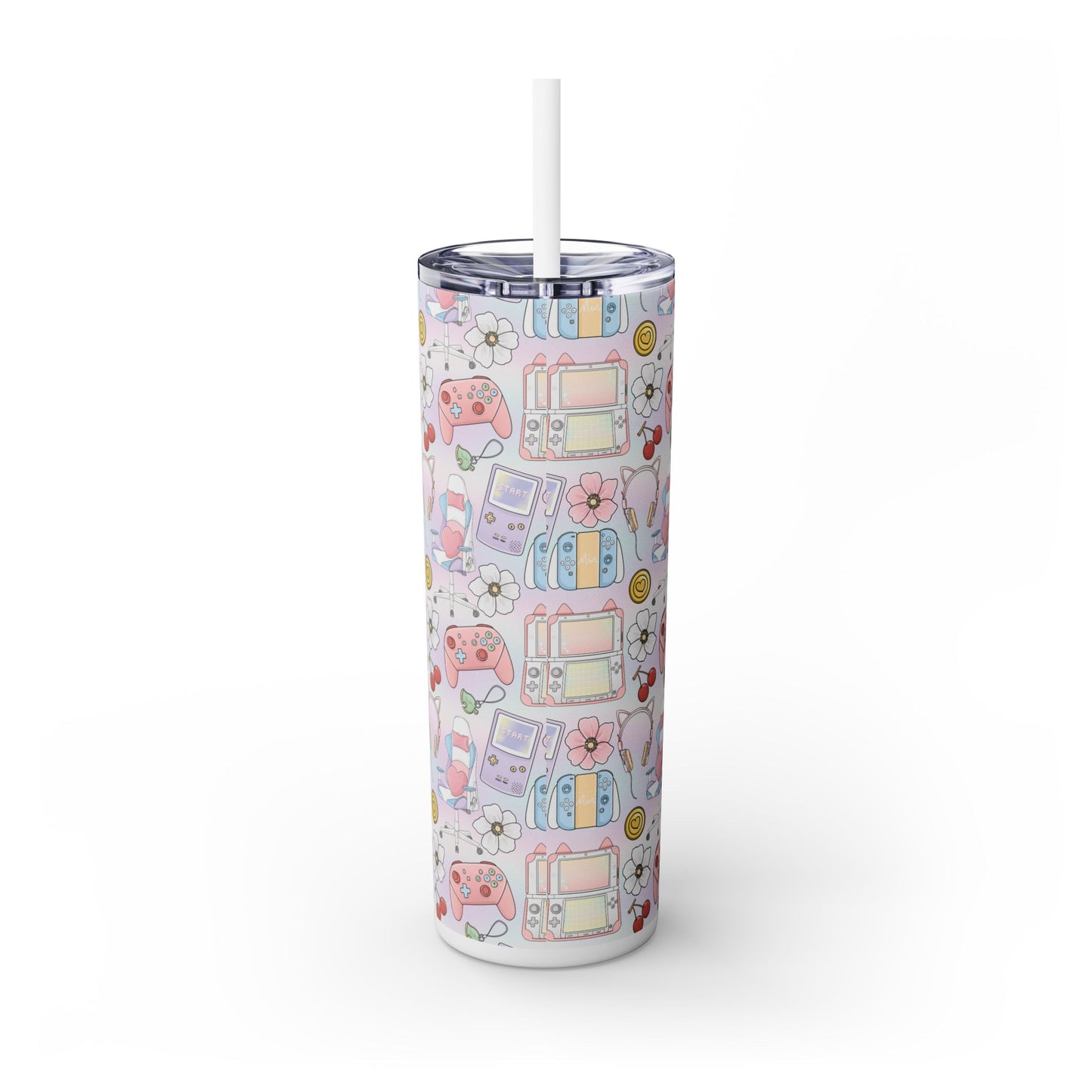 Personalized Gamer Girl Skinny Tumbler with Straw, 20oz