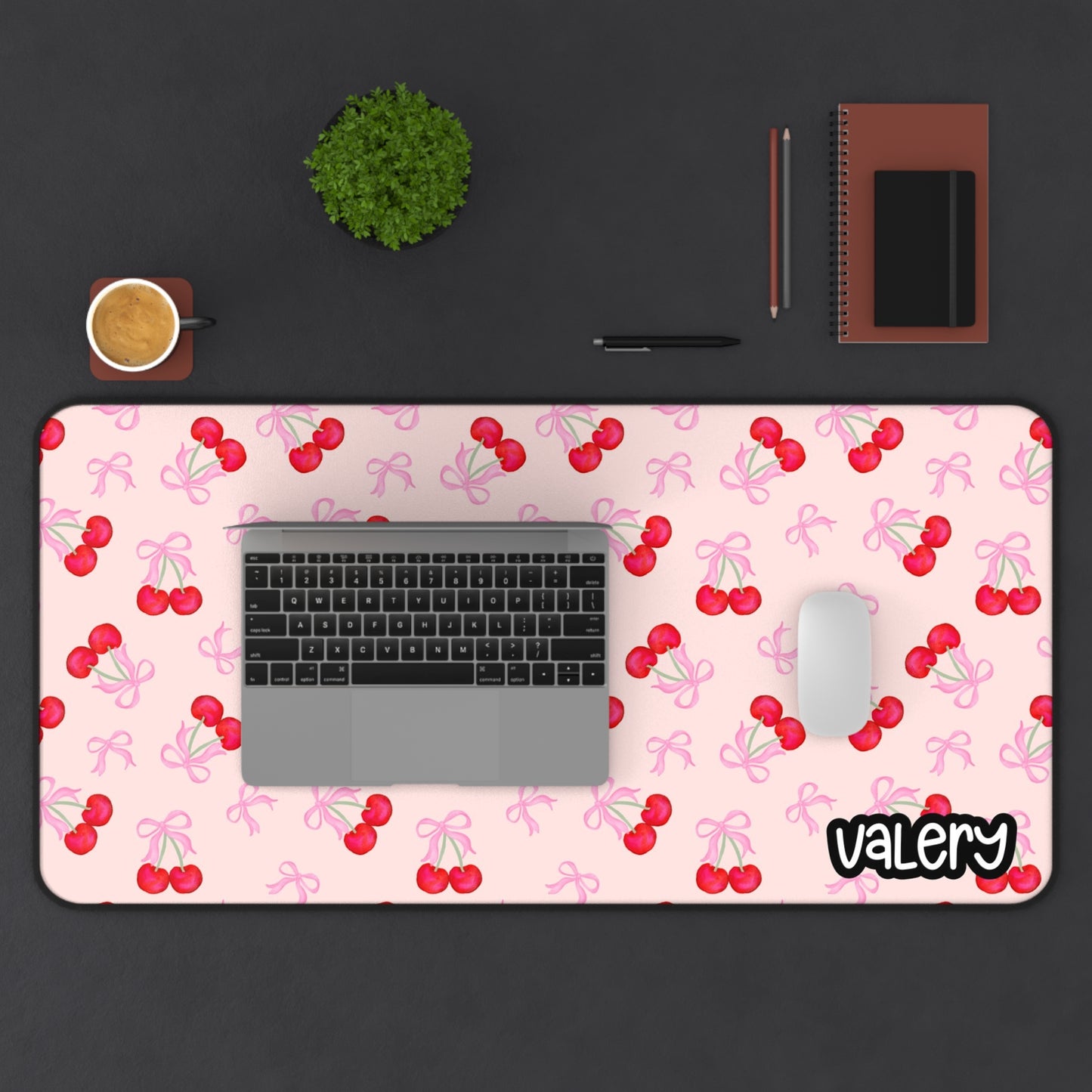 Cute Cherry Desk Mat, Gaming Mouse Pad, Cherry Blossom Desk Decor, Home Office Essentials, Gift for Students