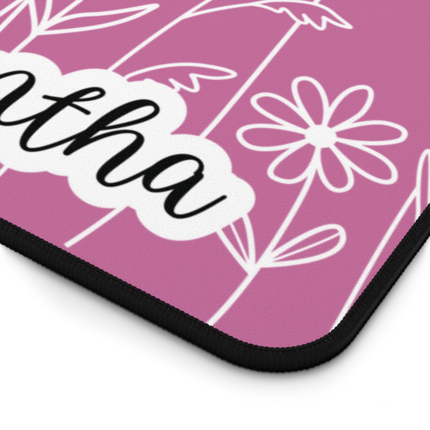 Minimalist Flower Field Personalized Desk Mat Pink | Personalized Desk Mat | Cute Desk Pad