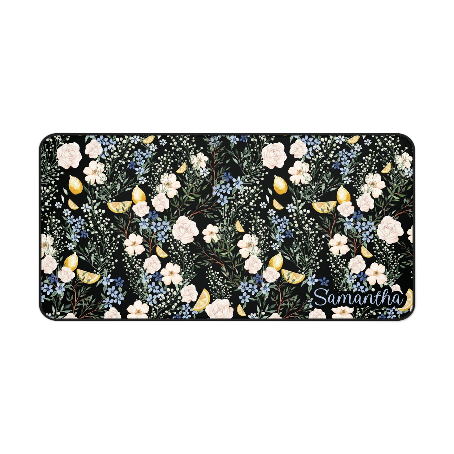 Personalized Flowers and Lemons Desk Mat | Cute Desk Pad
