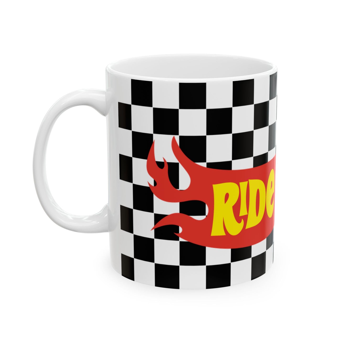 Racing Checkered Ceramic Mug - 11oz - Perfect for Car Enthusiasts
