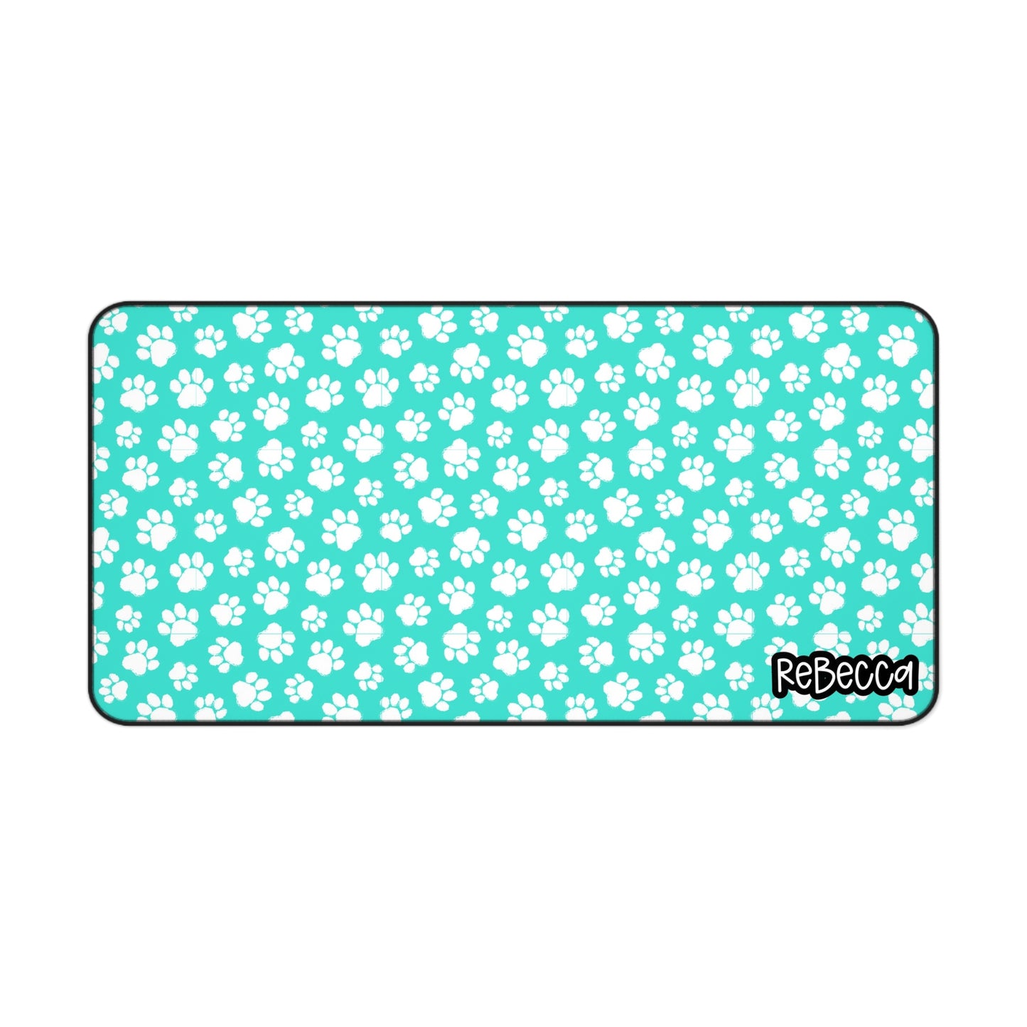 Cute Paw Print Desk Mat Turquoise , Dog Lover Desk Mat, Pet Lover’s Workspace Accessory, Dog Cat Home Office Decor, Gift for Animal Lovers, Blue Paw Print Mouse Pad