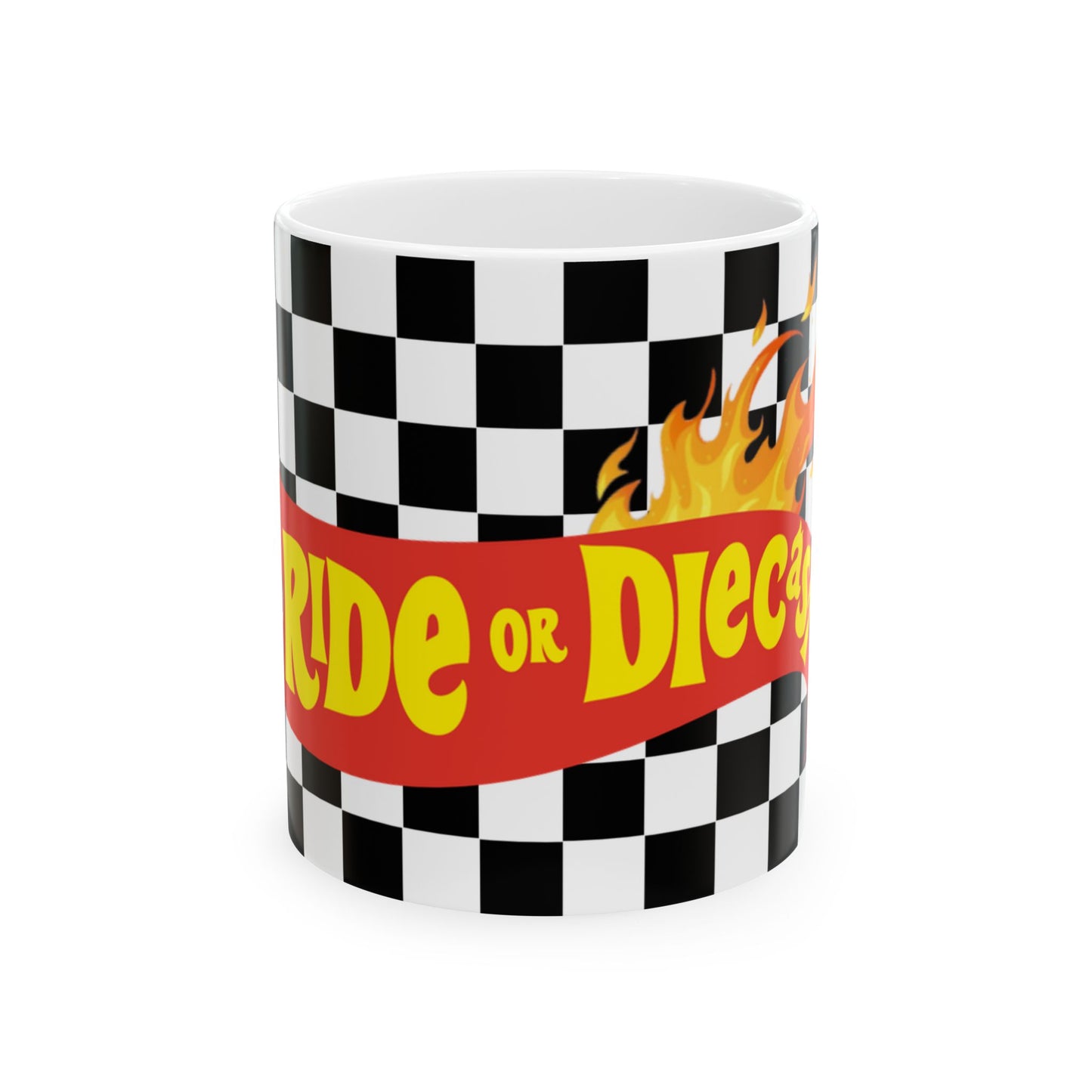 Racing Checkered Ceramic Mug - 11oz - Perfect for Car Enthusiasts