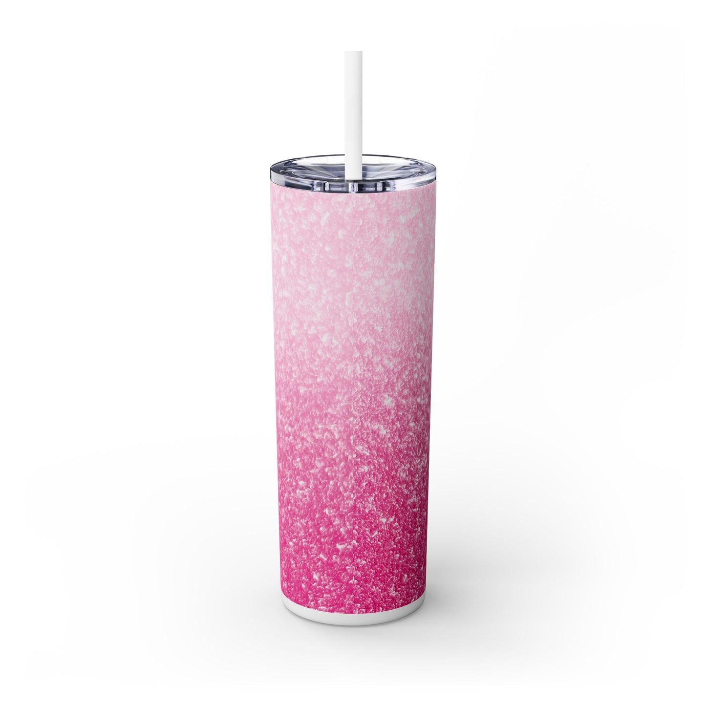 Personalized Sparkly Glitter Skinny Tumbler with Straw, 20oz