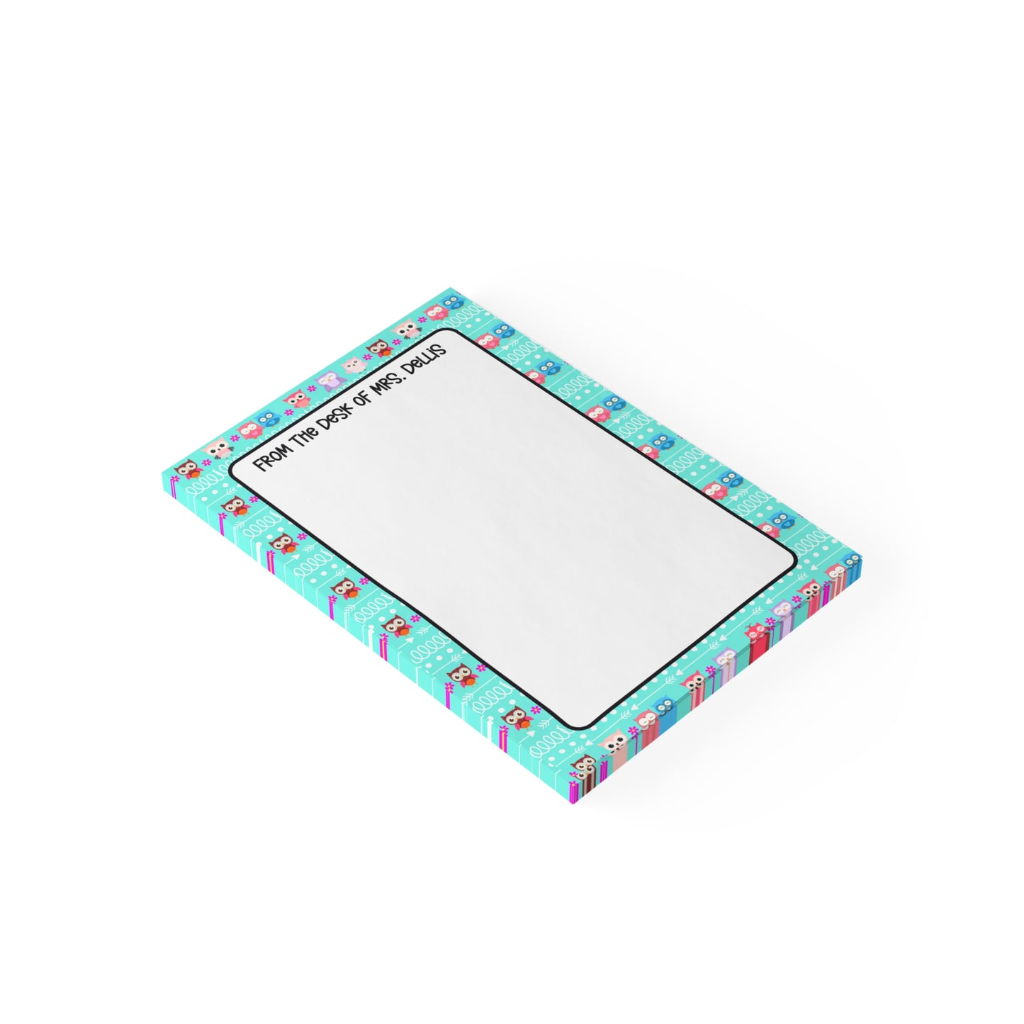 Cute Custom Note Pads for Teachers, Personalized Sticky Notes, Owl Design Memo Pads, Appreciation Gift, Classroom Stationery