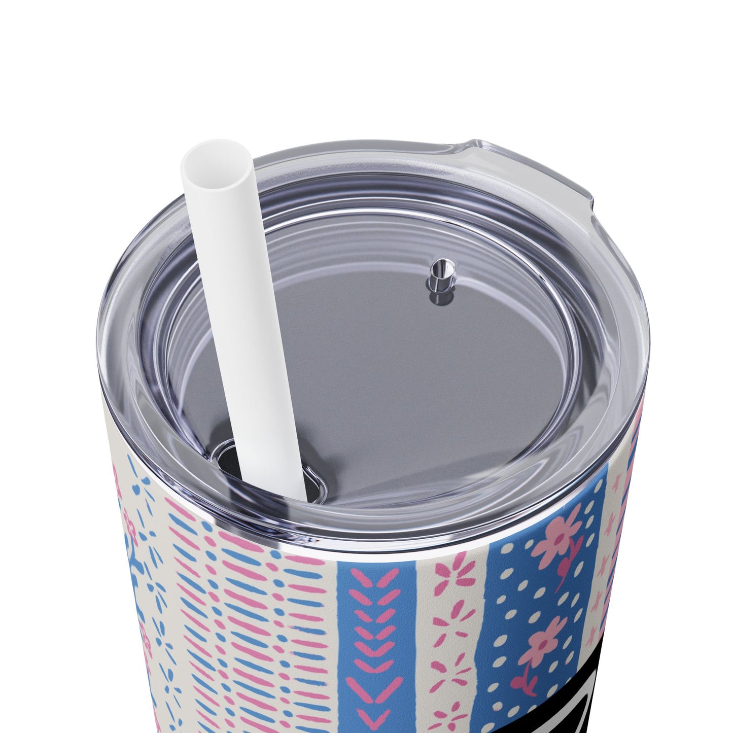 Personalized Floral Skinny Tumbler with Straw, 20oz