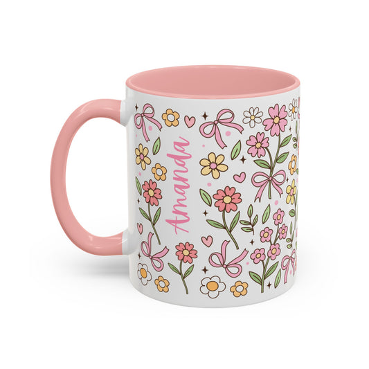 Cute Spring Floral Personalized Coffee Mug (11oz)