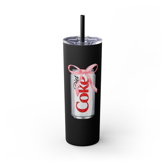 Diet Coke Skinny Tumbler Black with Straw, 20oz