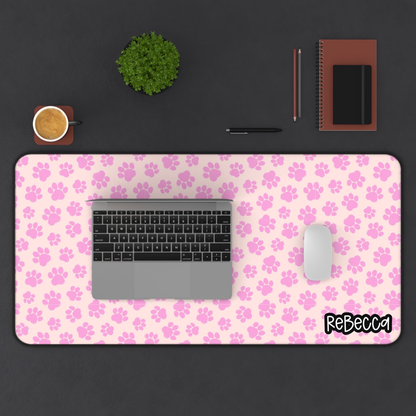 Cute Paw Print Desk Mat Pink, Dog Lover Desk Mat, Pet Lover’s Workspace Accessory, Dog Cat Home Office Decor, Gift for Animal Lovers, Blue Paw Print Mouse Pad