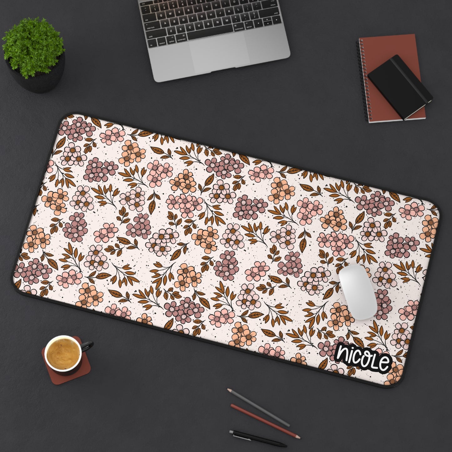 Autum Floral Desk Mat for Home Office, Elegant Workspace Decor, Personalized Gift for Students, Ergonomic Mouse Pad, Computer Mat