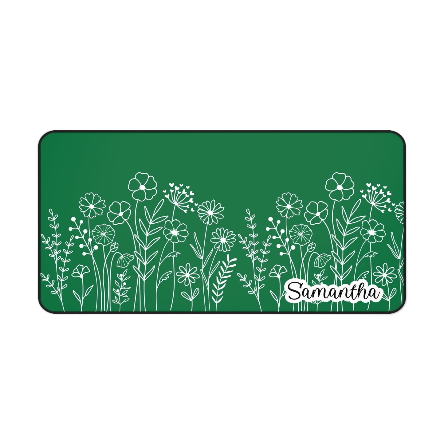 Minimalist Flower Field Personalized Desk Mat Green | Personalized Desk Mat | Cute Desk Pad