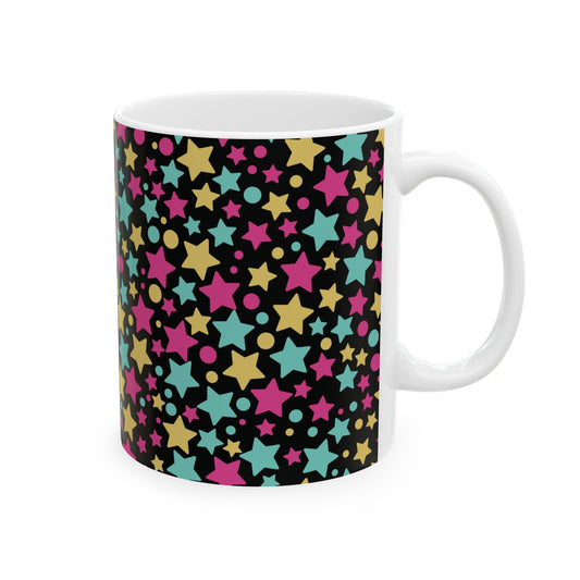 Cute Stars Black Coffee Mug (11oz)