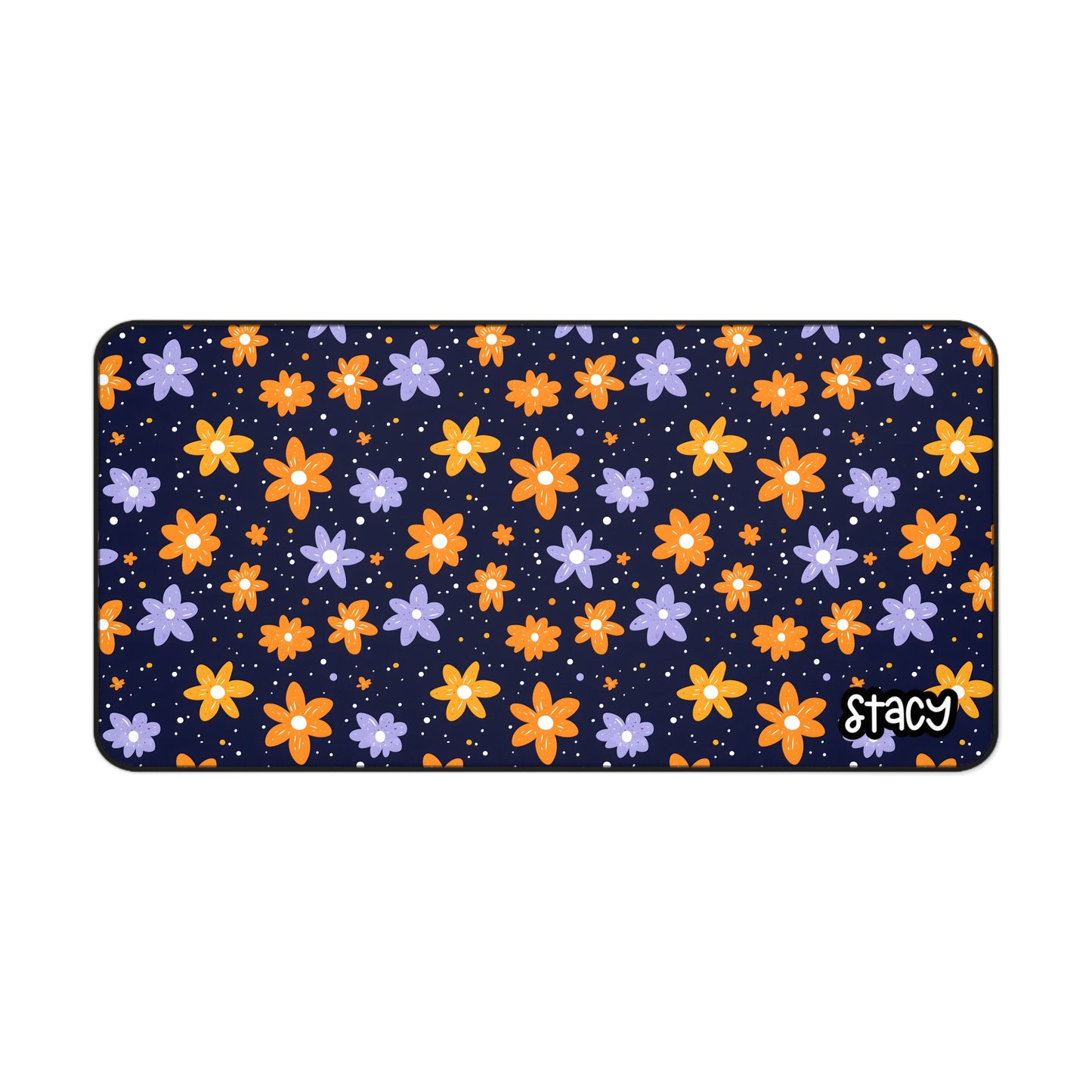 Purple and Orange Floral Desk Mat, Daisies Desk Mat, Vibrant Workspace Decor, Perfect for Student Gifts, Home Office, Flower Pattern, Teacher Appreciation