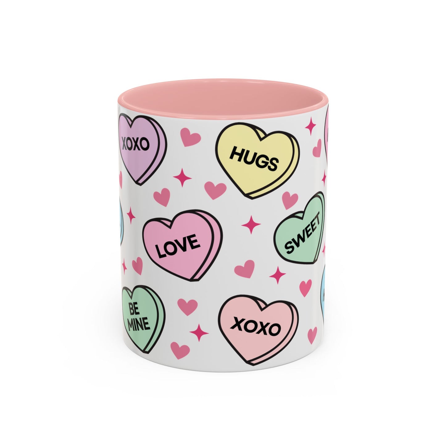 Cute Pink Valentine Coffee Mug (11oz) | Hugs & Kisses | Be Mine Mug