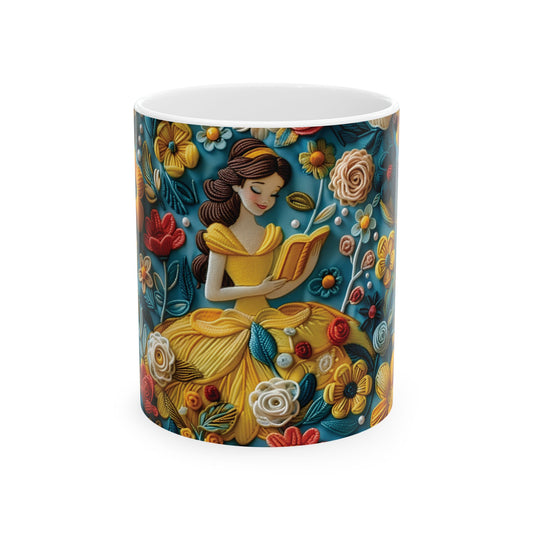 Cute Disney Princess Coffee Mug (11oz) | Princess Belle Reading Coffee Mug