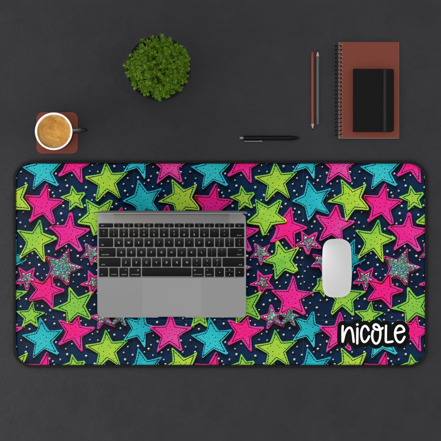 Personalized Cute Colorful Stars Desk Mat | Cute Desk Pads