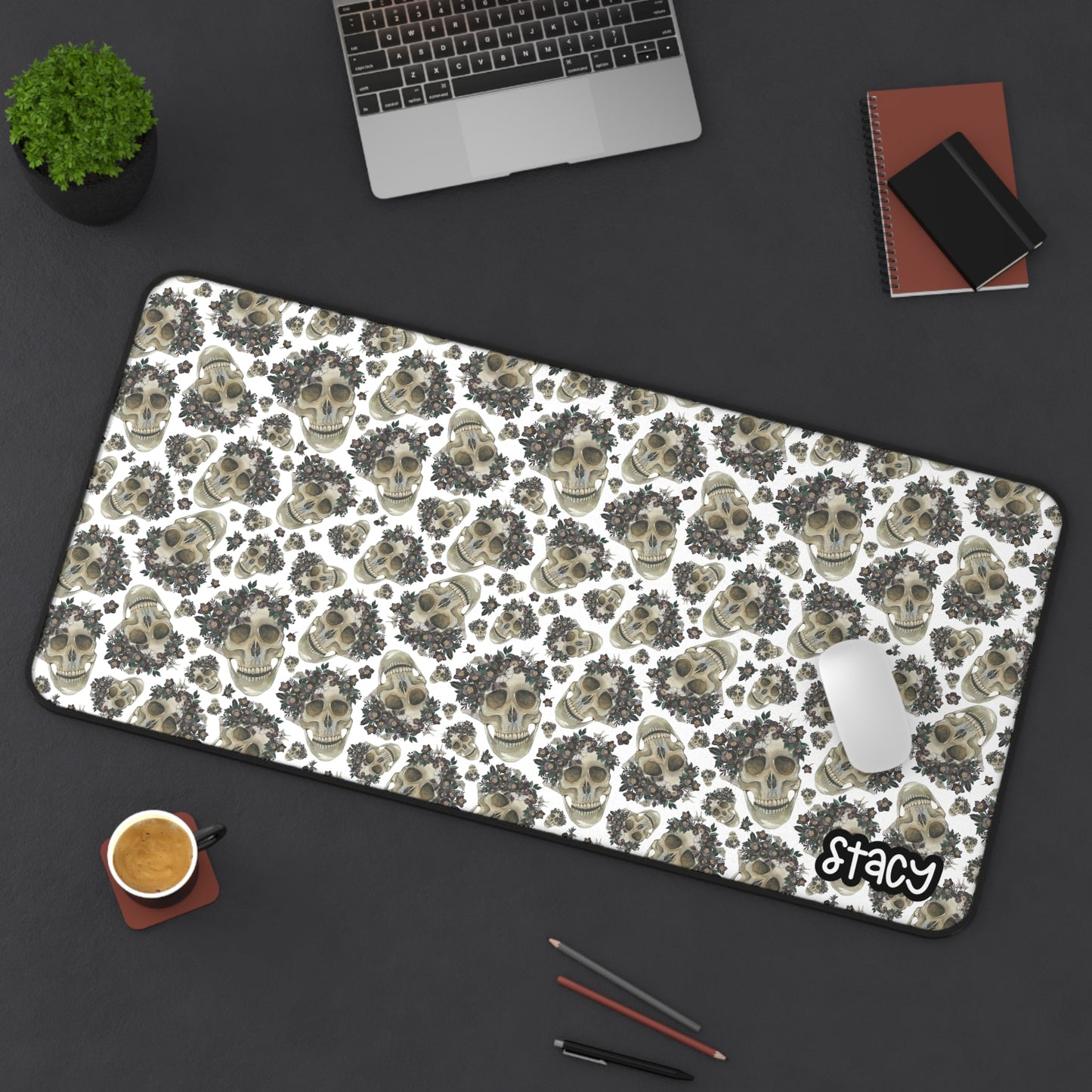 Skulls Themed Desk Mat | Personalized Skulls Desk Mat for Women