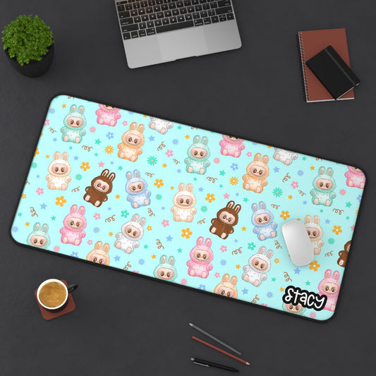 Cute Labubu Desk Mat for Gamers (aqua), Colorful Mouse Pad, Office Decor, Gift for Students, Kawaii Desk Accessory