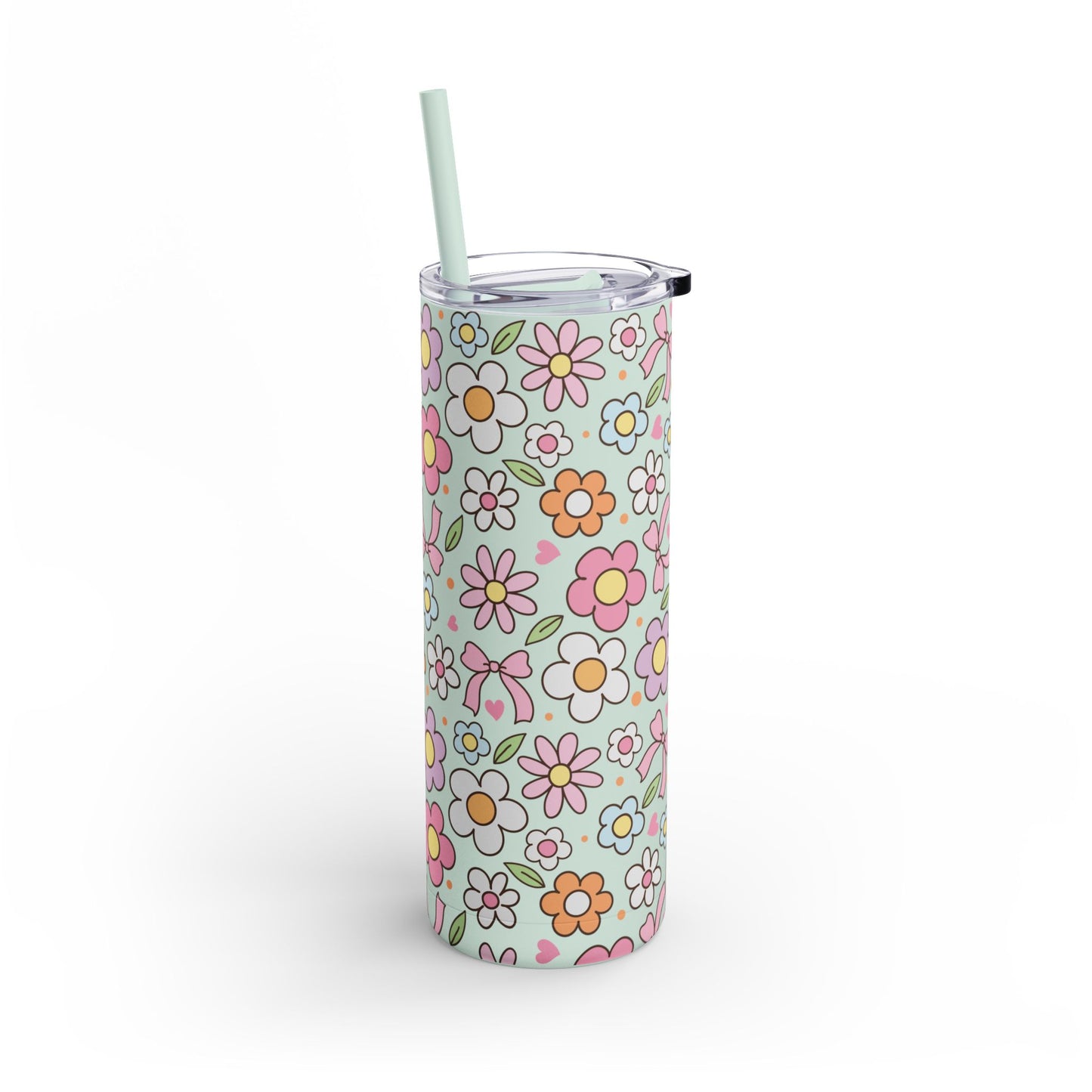 Spring Flowers Tumbler - 20oz Seaglass Green