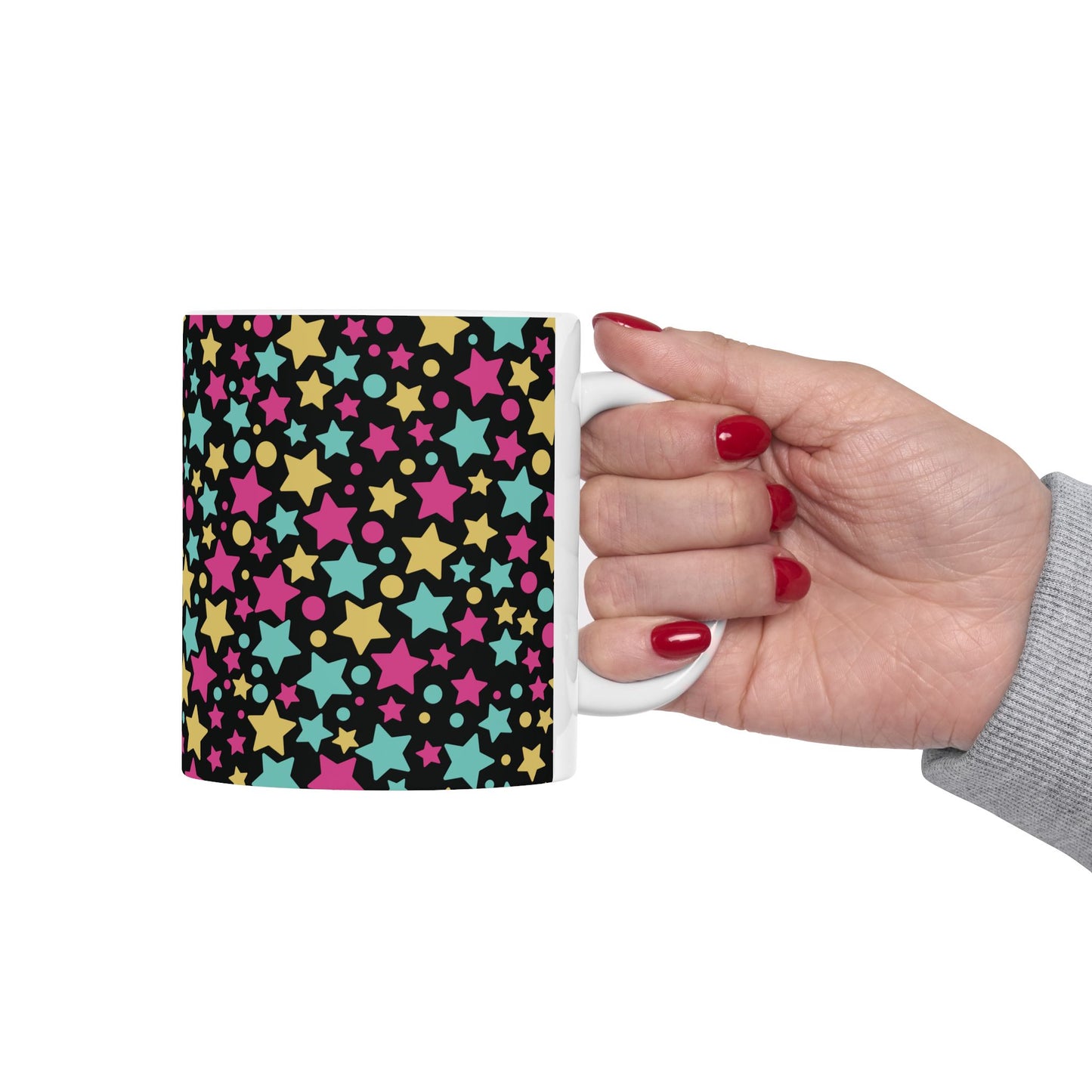 Cute Stars Black Coffee Mug (11oz)