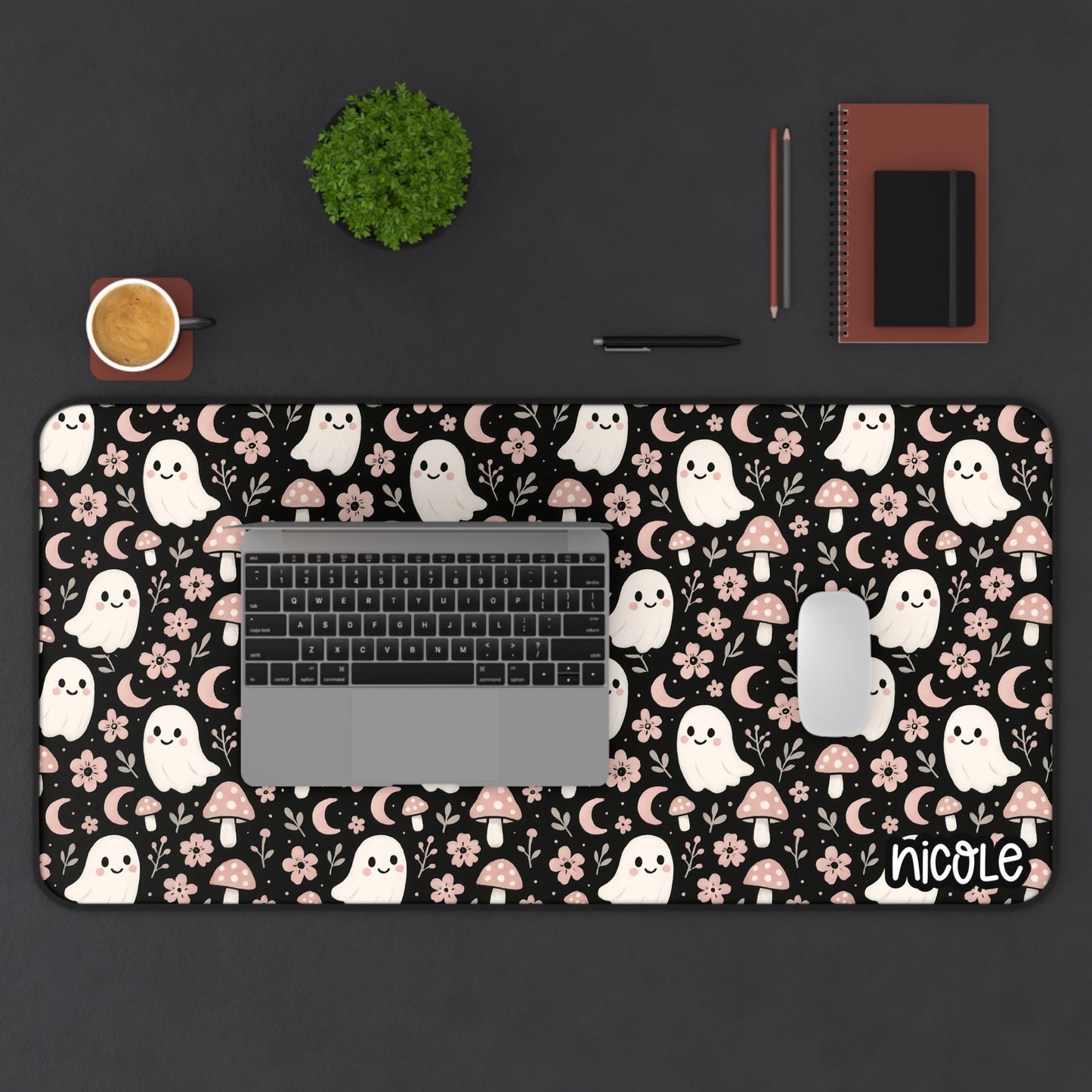 Cute Ghost Desk Mat for Cozy Workspaces, Office Decor, Halloween Vibes, Perfect Gift for Students and Creatives