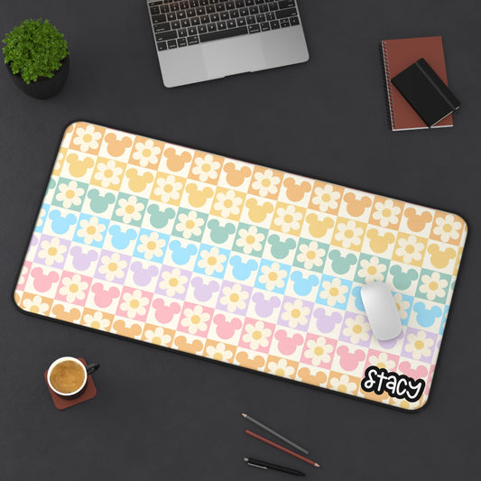 Cute Daisy Checkered Disney Desk Mat, Retro Desk Mat for Home Office, Stylish Gaming Mat, Personalized Desk Accessory, Gift for Gamers, Teachers & Students
