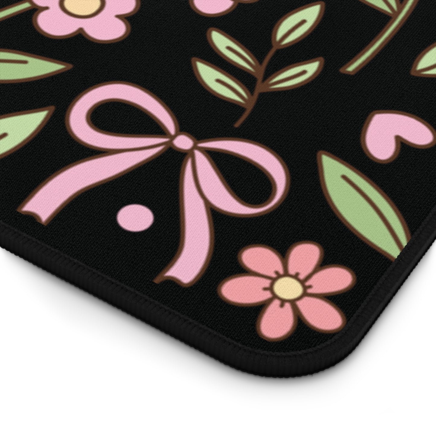 Spring Floral and Bows Desk Mat | Cute Desk Pad