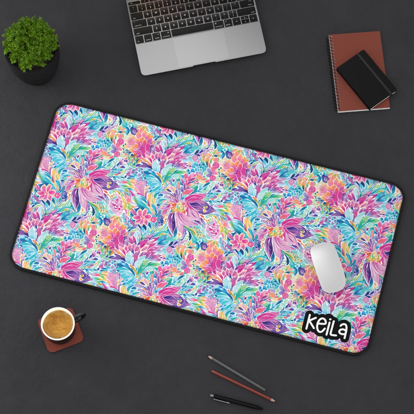 Personalized Cute Colorful Floral Desk Mat | Cute Desk Pads
