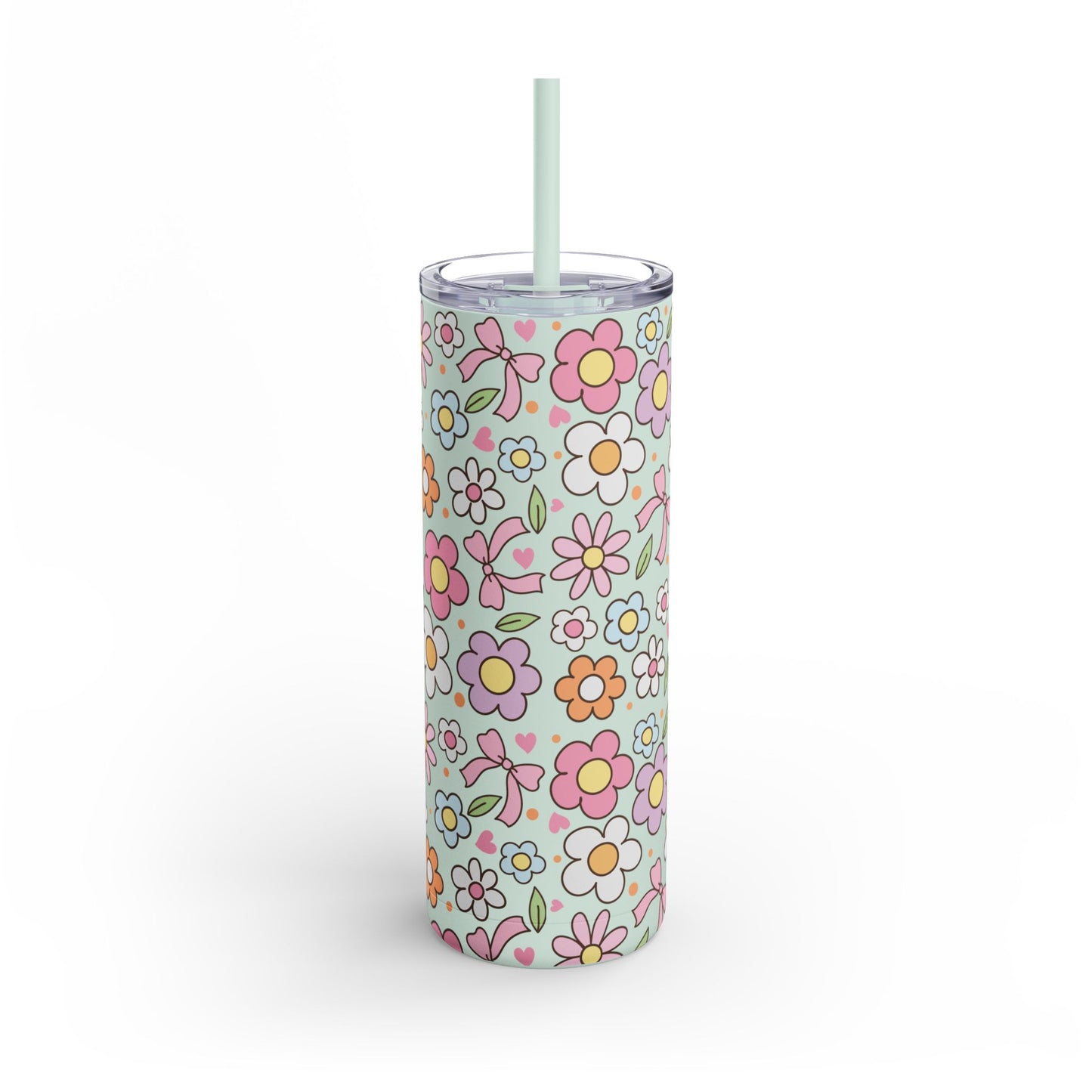 Spring Flowers Tumbler - 20oz Seaglass Green