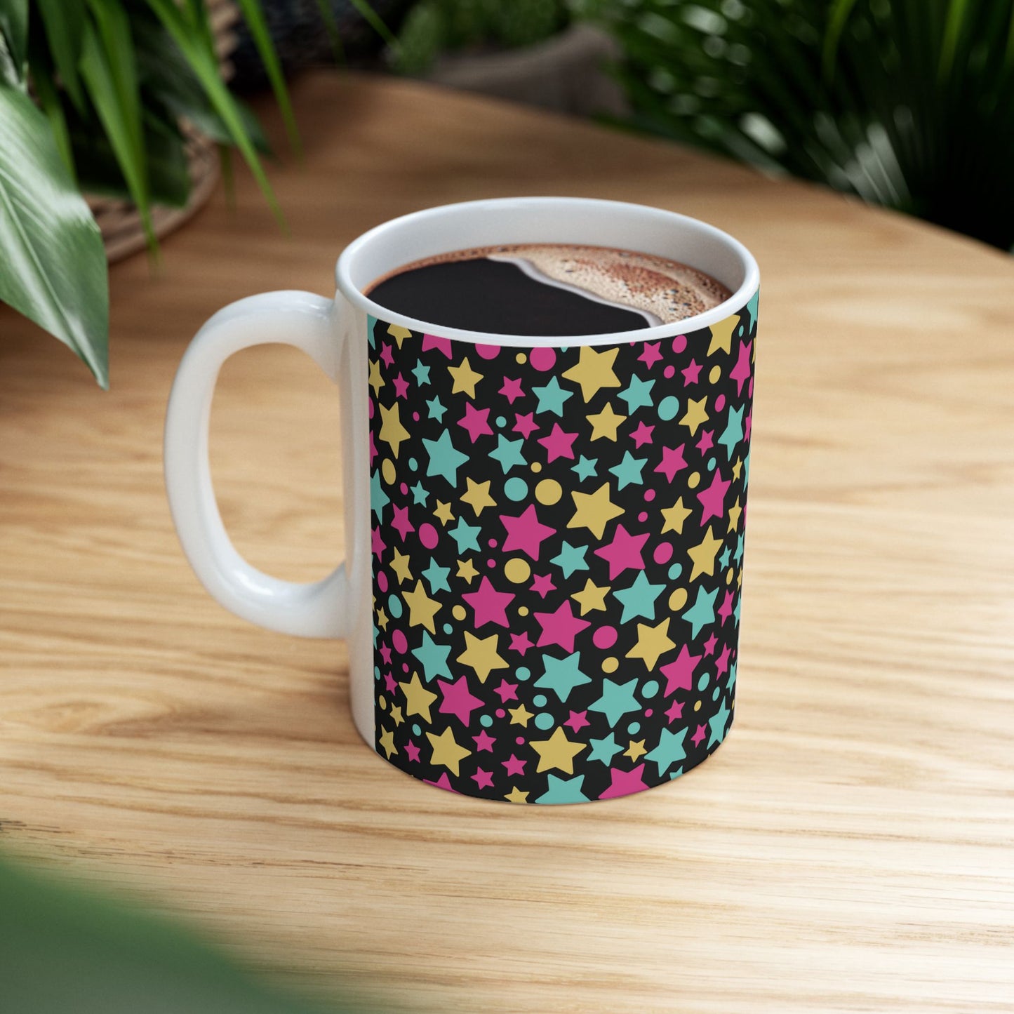 Cute Stars Black Coffee Mug (11oz)