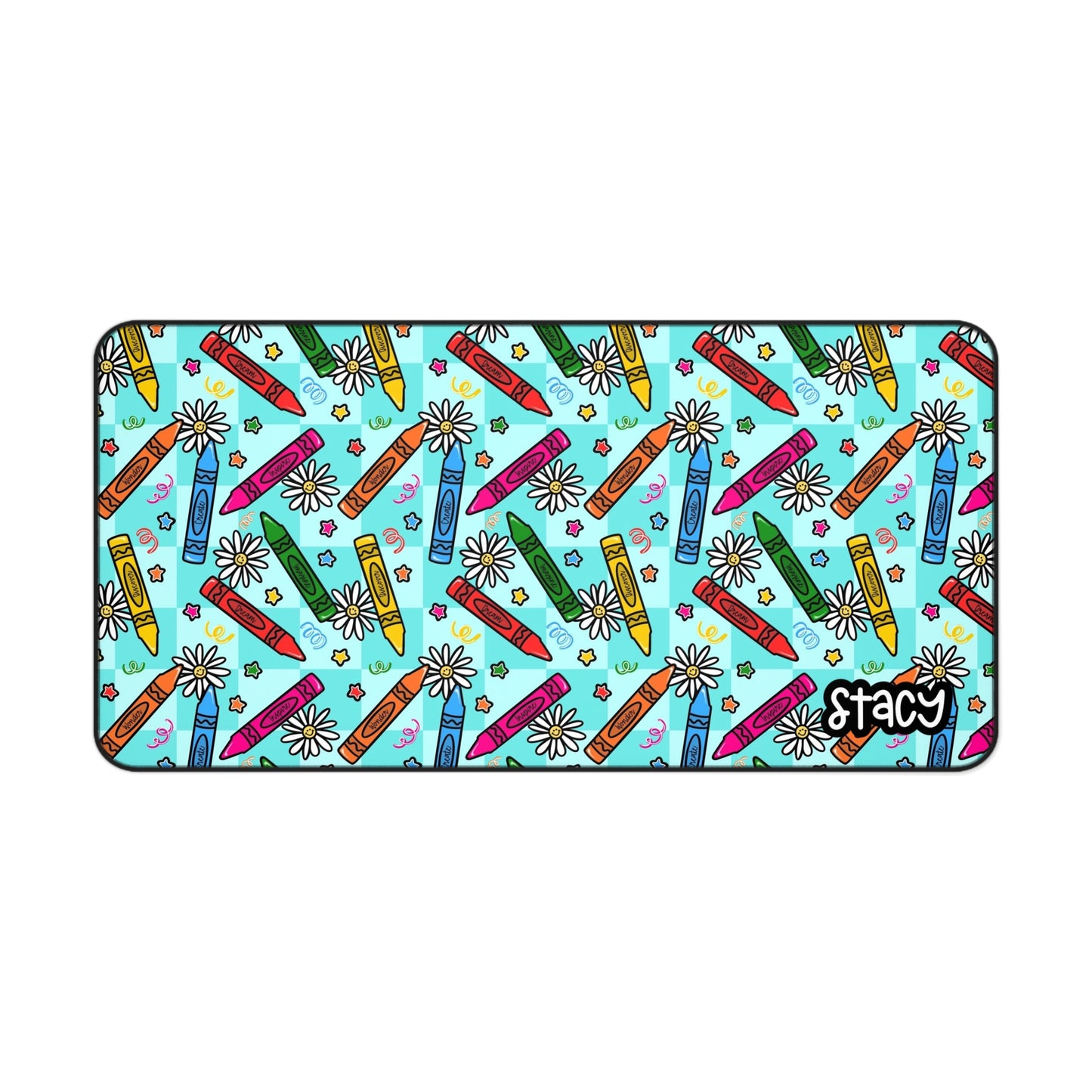 Personalized Colorful Crayon Desk Mat – Fun Teacher Desk Mat - Fun Office Accessory for Artists and Kids