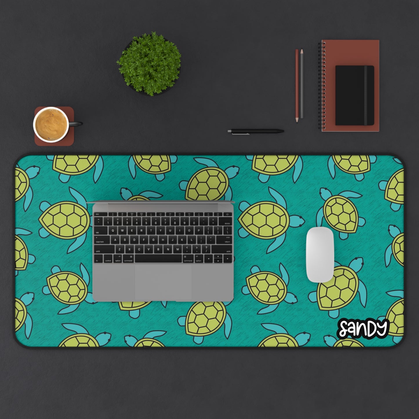 Desk Mat with Sea Turtle Design, Ocean Theme Desk Accessory, Home Office Decor, Gamer Mouse Pad, Eco-Friendly Desk Organizer