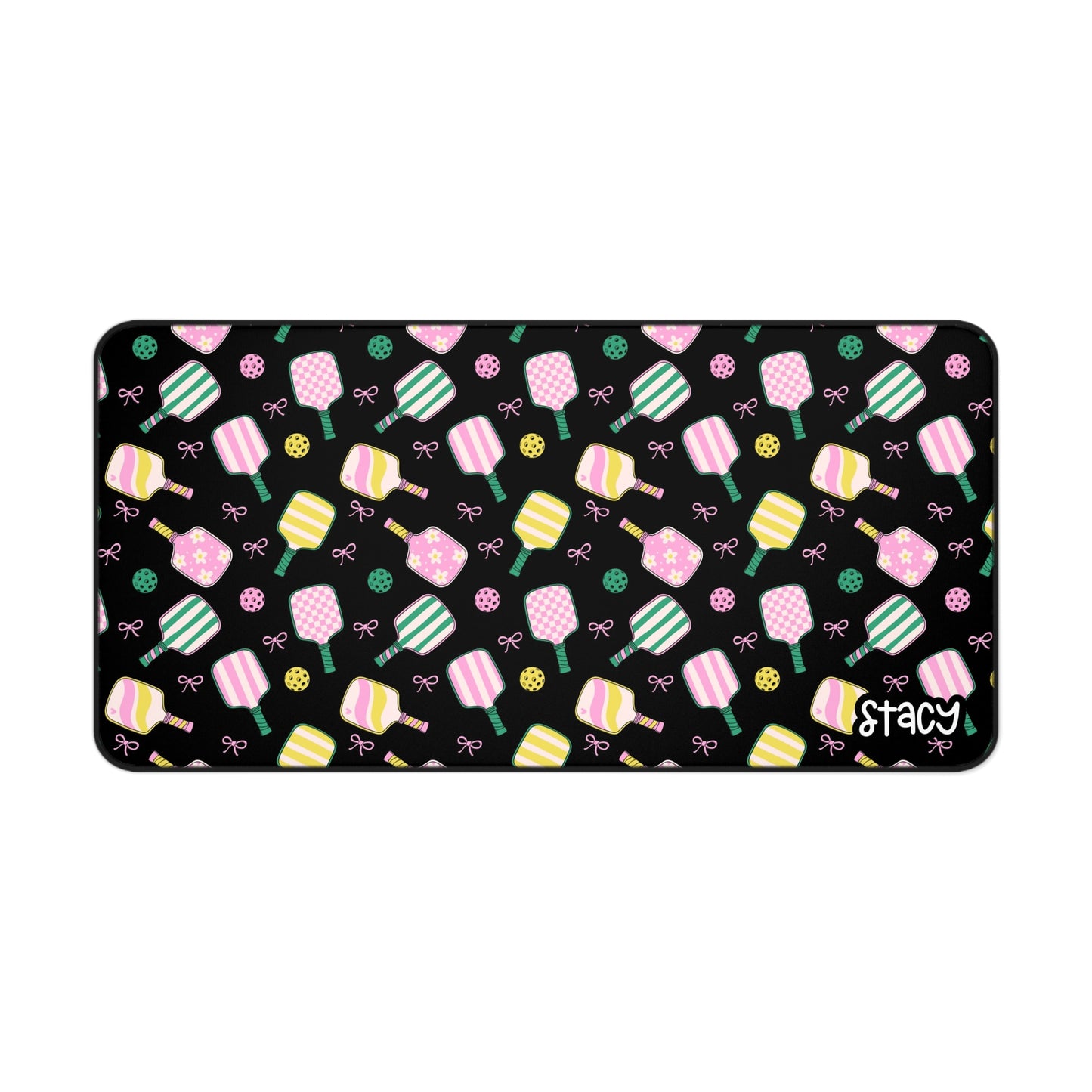 Cute Pickleball Desk Mat (black), Coquette Pickleball Mouse Pad, Home Office Decor, Gift for Students, Desk Accessories, Study Stationery, Cute Work Space