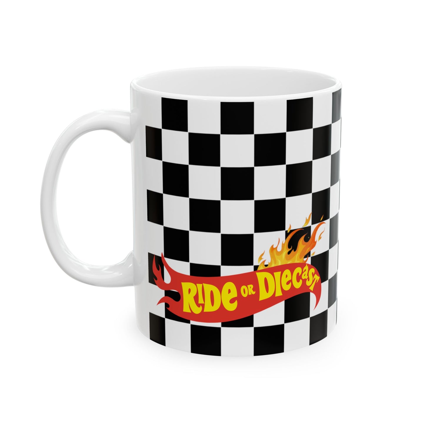 Racing Checkered Ceramic Mug - 11oz - Perfect for Car Enthusiasts