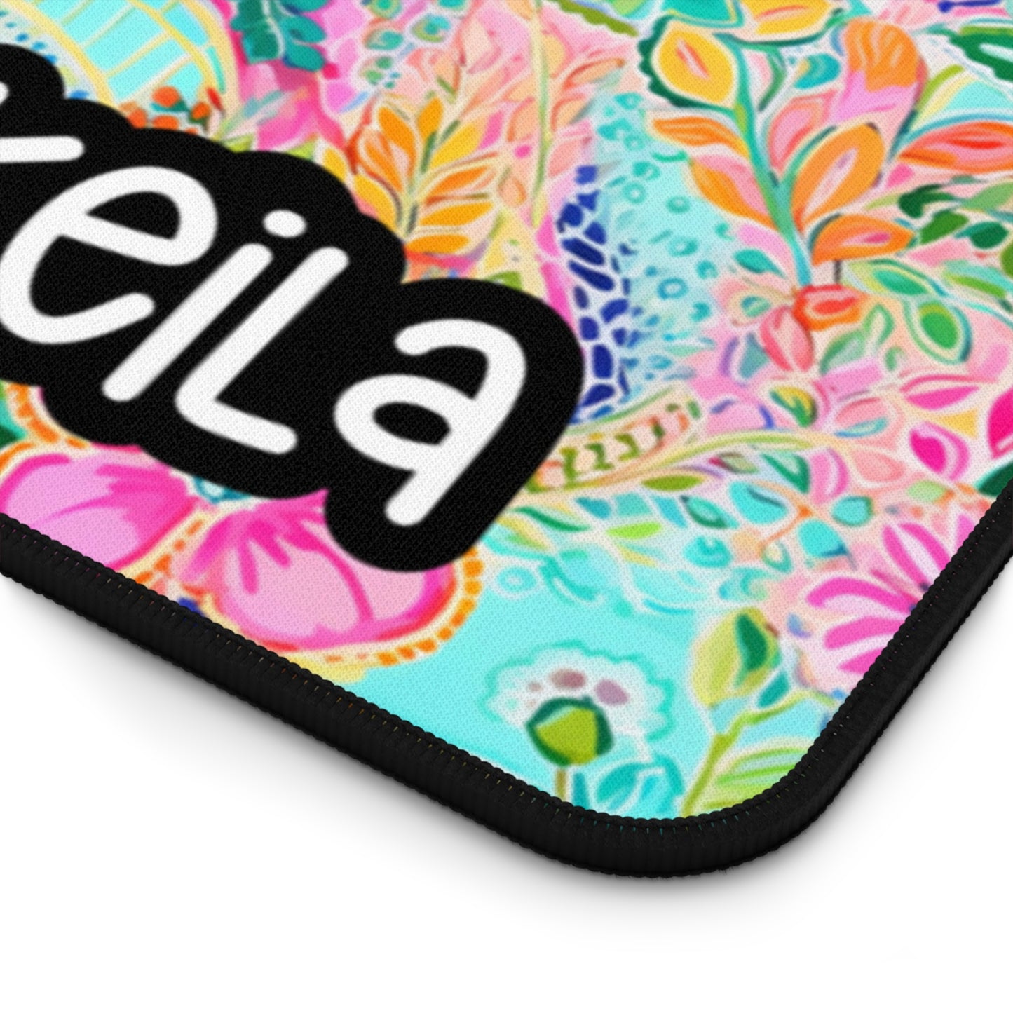 Personalized Cute Neon Colors Tropical Floral Desk Mat | Cute Desk Pads