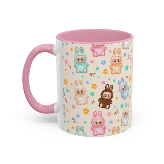 Cute Labubu Coffee Mug, Cute Monsters Coffee Mug, Gift for Kids, Easter Mugs, Floral Drinkware